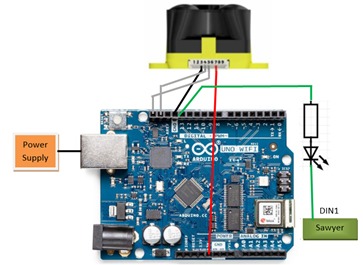 Wiring Connection between Terabee, Arduino and Sawyer